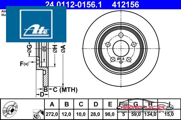 Achat de ATE 24.0112-0156.1 Disque de frein pas chères