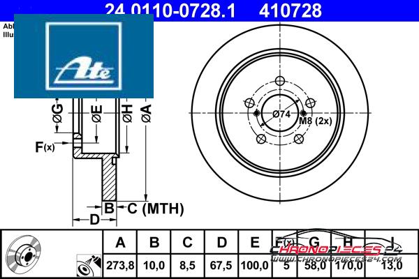 Achat de ATE 24.0110-0728.1 Disque de frein pas chères