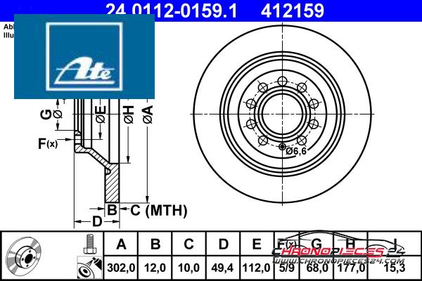 Achat de ATE 24.0112-0159.1 Disque de frein pas chères