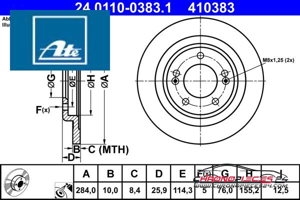 Achat de ATE 24.0110-0383.1 Disque de frein pas chères