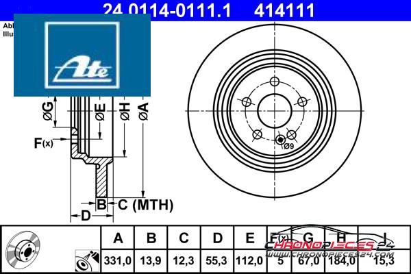 Achat de ATE 24.0114-0111.1 Disque de frein pas chères