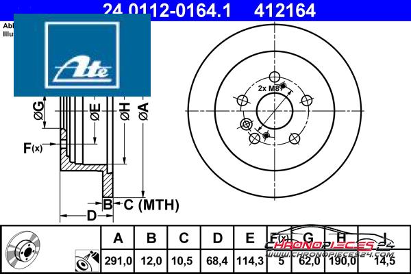 Achat de ATE 24.0112-0164.1 Disque de frein pas chères