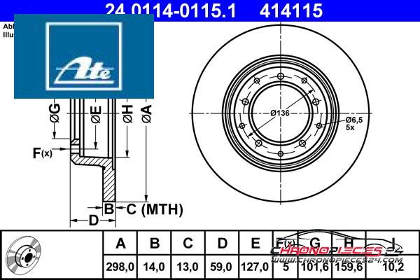 Achat de ATE 24.0114-0115.1 Disque de frein pas chères