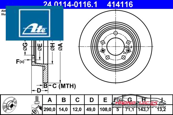 Achat de ATE 24.0114-0116.1 Disque de frein pas chères