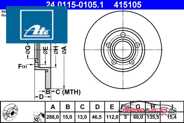 Achat de ATE 24.0115-0105.1 Disque de frein pas chères