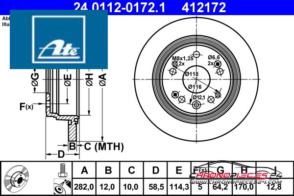 Achat de ATE 24.0112-0172.1 Disque de frein pas chères