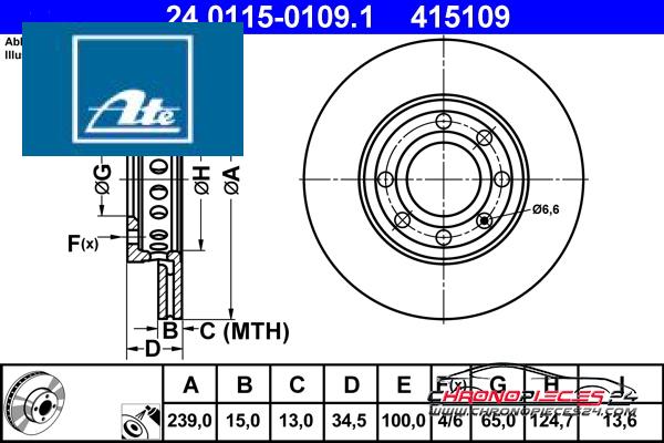 Achat de ATE 24.0115-0109.1 Disque de frein pas chères