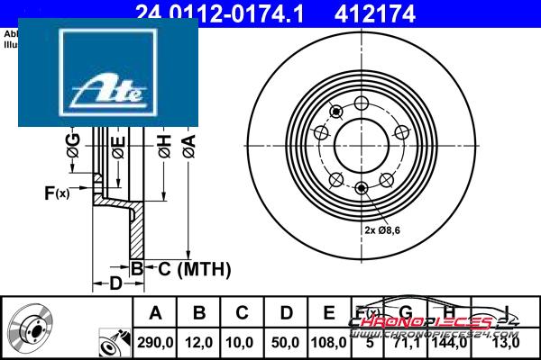 Achat de ATE 24.0112-0174.1 Disque de frein pas chères