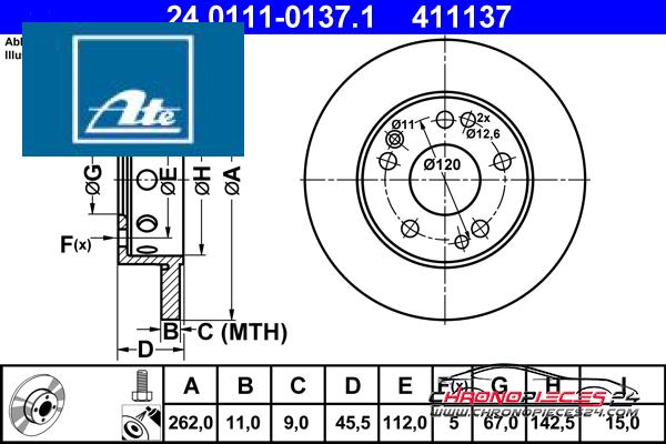 Achat de ATE 24.0111-0137.1 Disque de frein pas chères