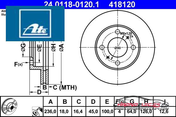 Achat de ATE 24.0118-0120.1 Disque de frein pas chères