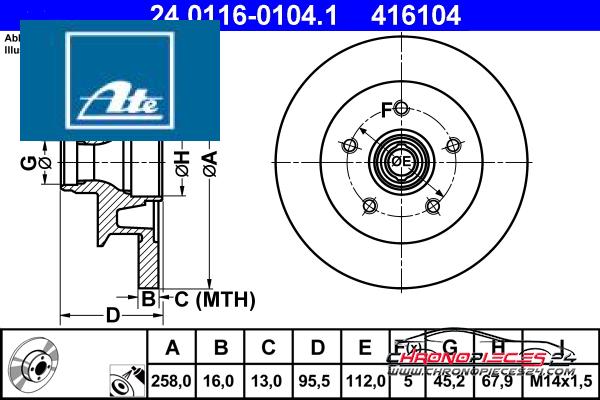 Achat de ATE 24.0116-0104.1 Disque de frein pas chères