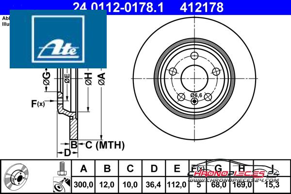 Achat de ATE 24.0112-0178.1 Disque de frein pas chères