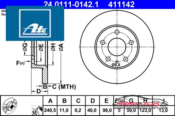 Achat de ATE 24.0111-0142.1 Disque de frein pas chères