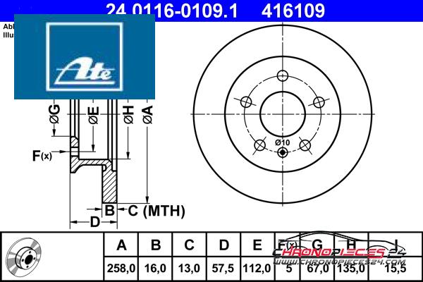 Achat de ATE 24.0116-0109.1 Disque de frein pas chères
