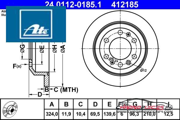 Achat de ATE 24.0112-0185.1 Disque de frein pas chères