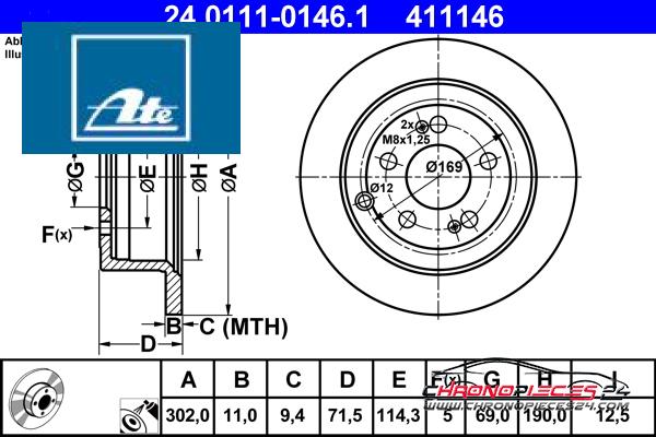 Achat de ATE 24.0111-0146.1 Disque de frein pas chères