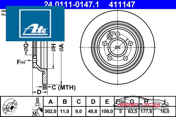 Achat de ATE 24.0111-0147.1 Disque de frein pas chères