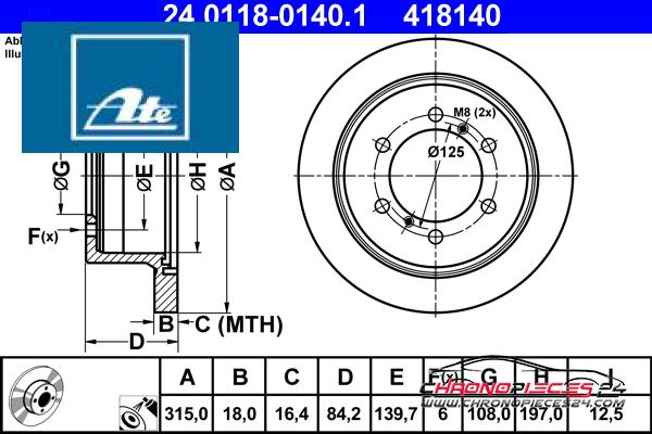 Achat de ATE 24.0118-0140.1 Disque de frein pas chères