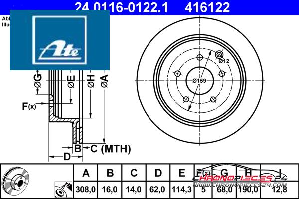 Achat de ATE 24.0116-0122.1 Disque de frein pas chères