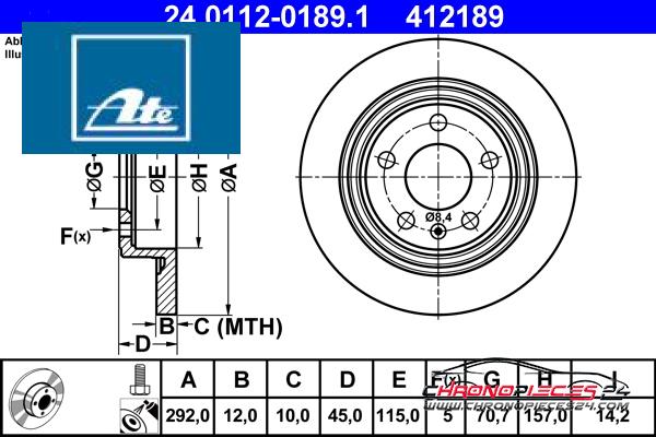 Achat de ATE 24.0112-0189.1 Disque de frein pas chères