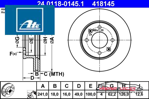 Achat de ATE 24.0118-0145.1 Disque de frein pas chères