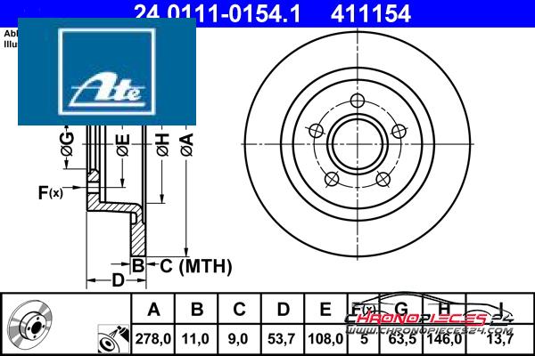 Achat de ATE 24.0111-0154.1 Disque de frein pas chères