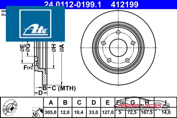 Achat de ATE 24.0112-0199.1 Disque de frein pas chères