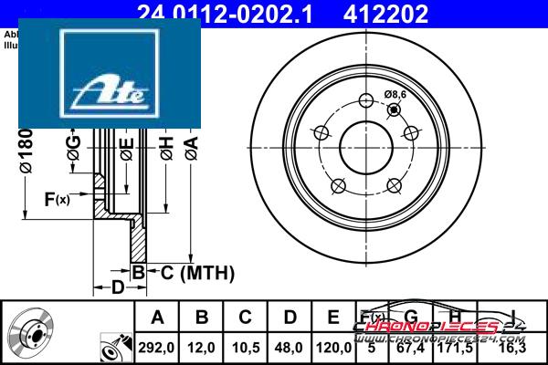 Achat de ATE 24.0112-0202.1 Disque de frein pas chères