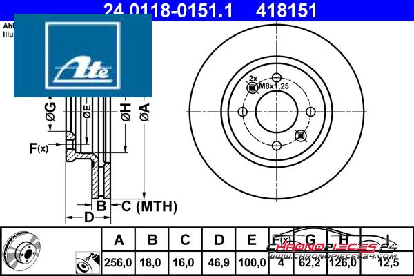 Achat de ATE 24.0118-0151.1 Disque de frein pas chères