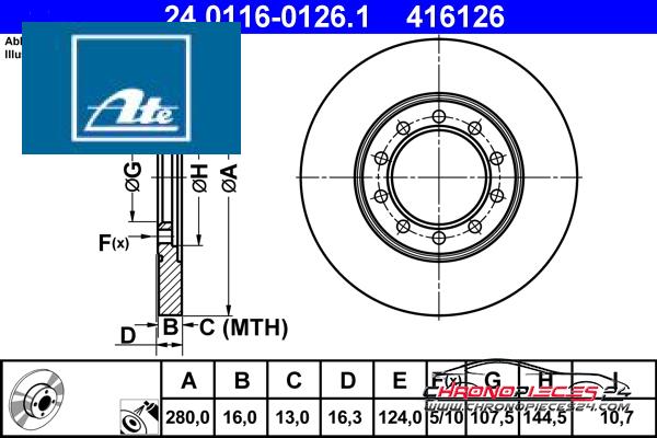 Achat de ATE 24.0116-0126.1 Disque de frein pas chères