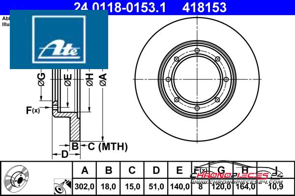 Achat de ATE 24.0118-0153.1 Disque de frein pas chères