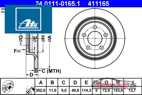 Achat de ATE 24.0111-0165.1 Disque de frein pas chères