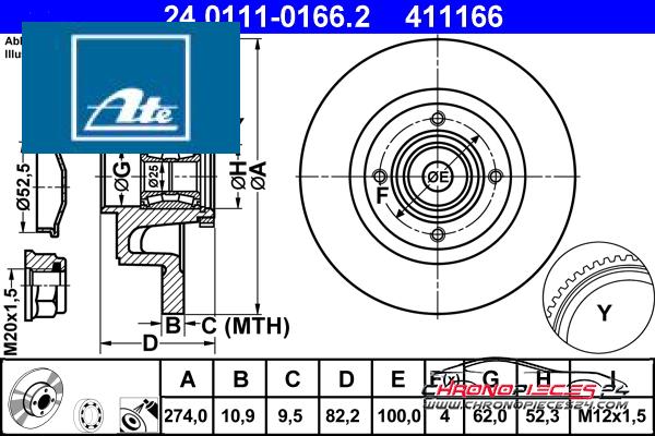 Achat de ATE 24.0111-0166.2 Disque de frein pas chères