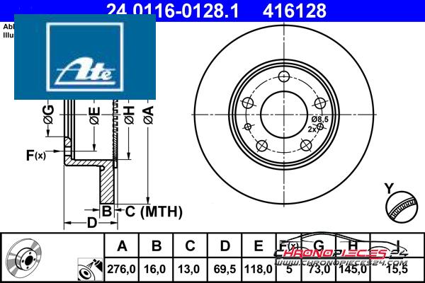 Achat de ATE 24.0116-0128.1 Disque de frein pas chères