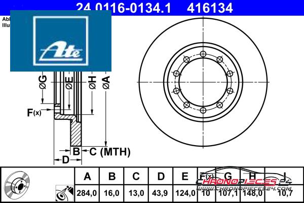 Achat de ATE 24.0116-0134.1 Disque de frein pas chères