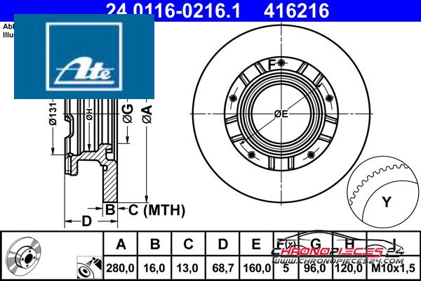 Achat de ATE 24.0116-0216.1 Disque de frein pas chères