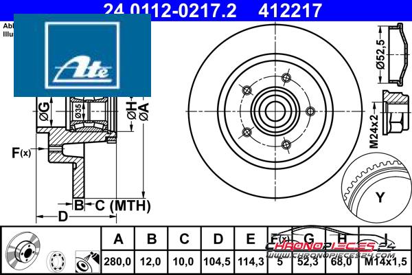 Achat de ATE 24.0112-0217.2 Disque de frein pas chères