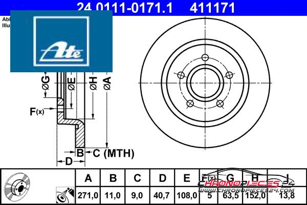 Achat de ATE 24.0111-0171.1 Disque de frein pas chères