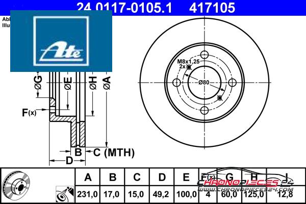 Achat de ATE 24.0117-0105.1 Disque de frein pas chères