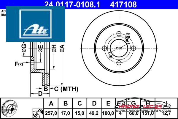 Achat de ATE 24.0117-0108.1 Disque de frein pas chères