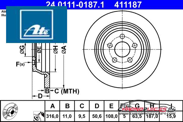 Achat de ATE 24.0111-0187.1 Disque de frein pas chères