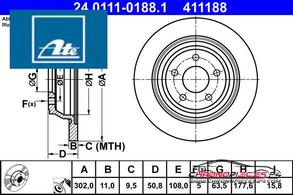 Achat de ATE 24.0111-0188.1 Disque de frein pas chères