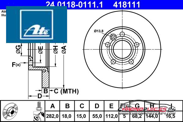 Achat de ATE 24.0118-0111.1 Disque de frein pas chères