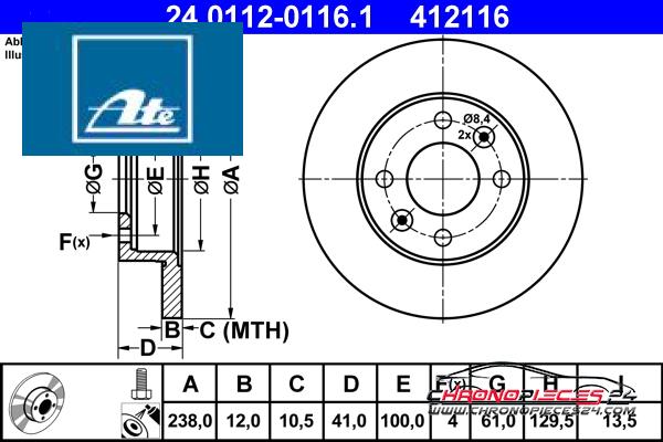 Achat de ATE 24.0112-0116.1 Disque de frein pas chères