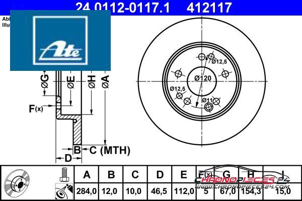 Achat de ATE 24.0112-0117.1 Disque de frein pas chères