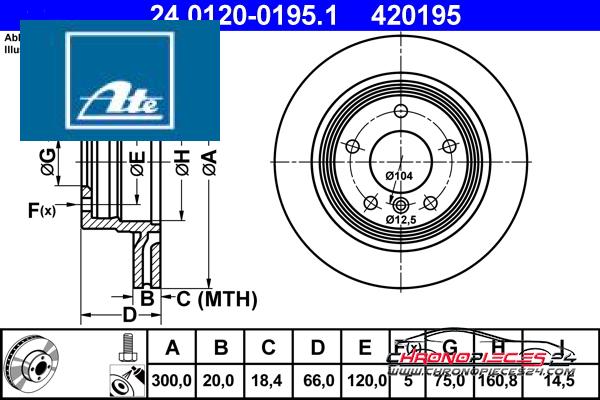 Achat de ATE 24.0120-0195.1 Disque de frein pas chères