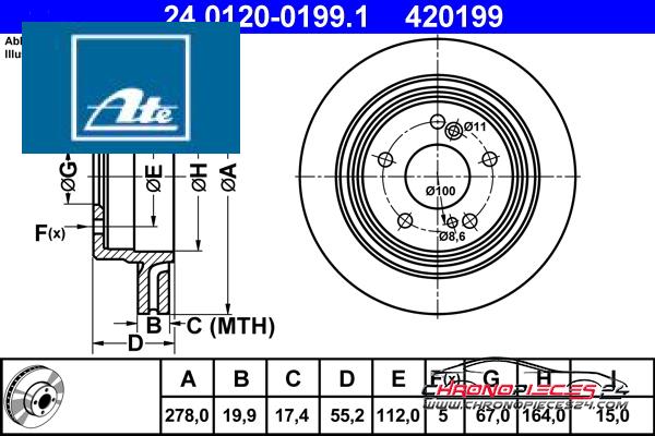 Achat de ATE 24.0120-0199.1 Disque de frein pas chères