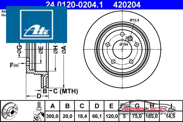 Achat de ATE 24.0120-0204.1 Disque de frein pas chères