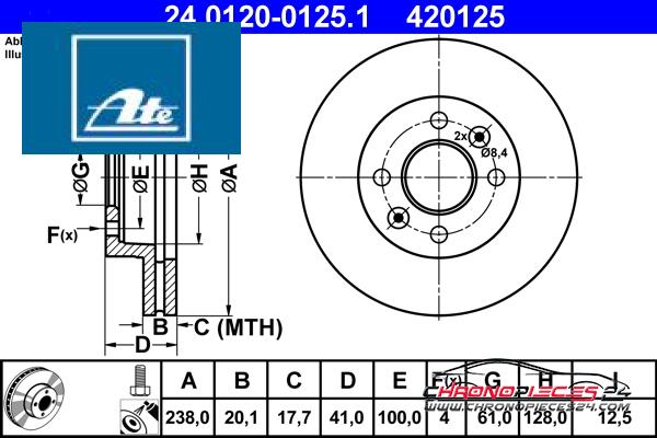 Achat de ATE 24.0120-0125.1 Disque de frein pas chères