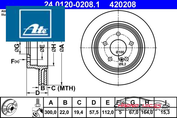 Achat de ATE 24.0120-0208.1 Disque de frein pas chères